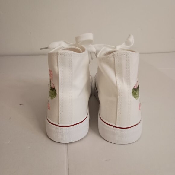 White Embroidered Floral High Top Sneakers Women’s Size 7.5 NWOT - Picture 7 of 13